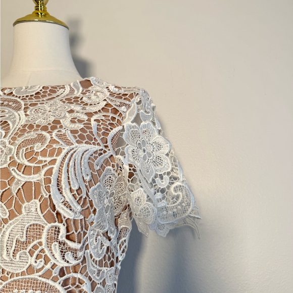 Dress the Population Anna Lace Dress Sz M Ivory/Nude - Picture 3 of 10